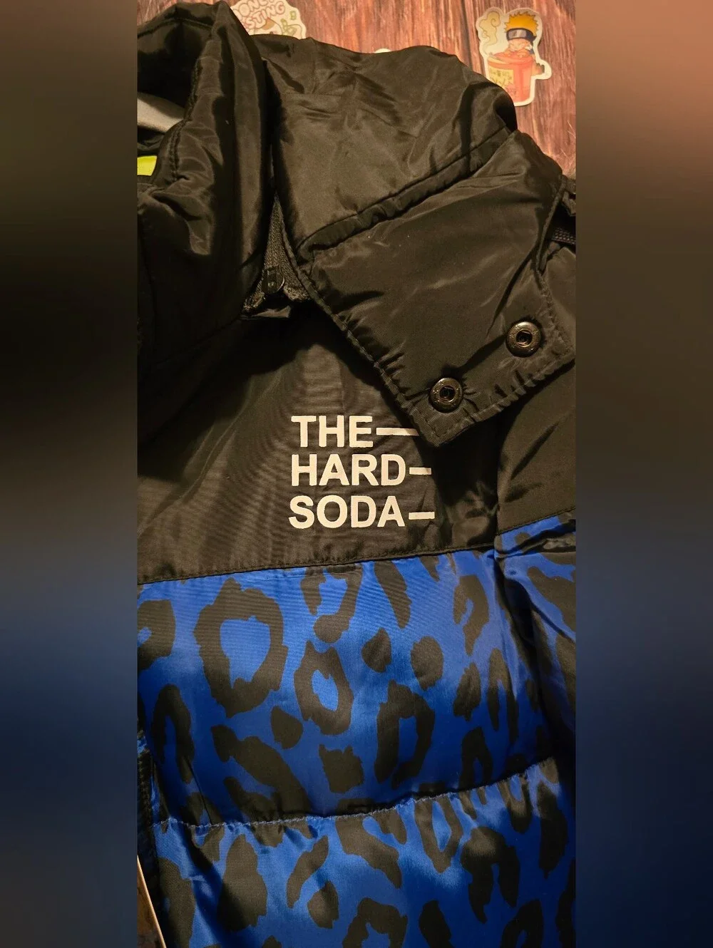 The Hard Soda Blue & Black Leopard Puffer Jacket
